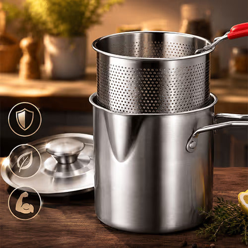 Stainless Steel Deep Fry Pot with Strainer Basket