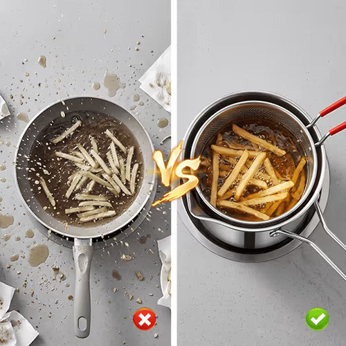 Stainless Steel Deep Fry Pot with Strainer Basket