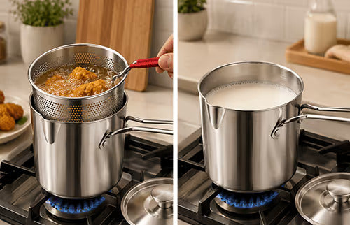Stainless Steel Deep Fry Pot with Strainer Basket