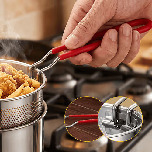 Stainless Steel Deep Fry Pot with Strainer Basket